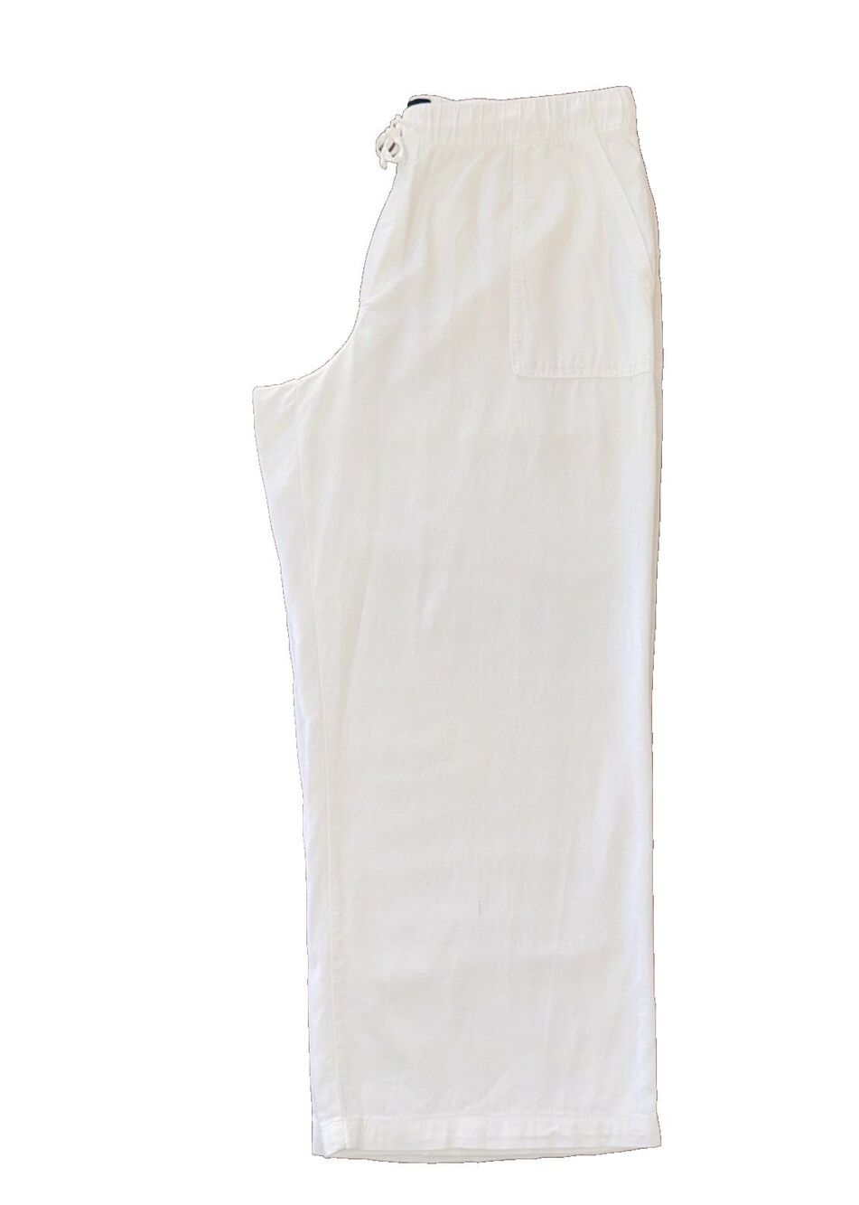GAP White Linen Blend Wide Leg Pants Elastic Waist Relaxed Summer Resort XL